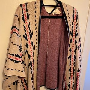 Flying Tomato Aztec Tribal Poncho- open cardigan